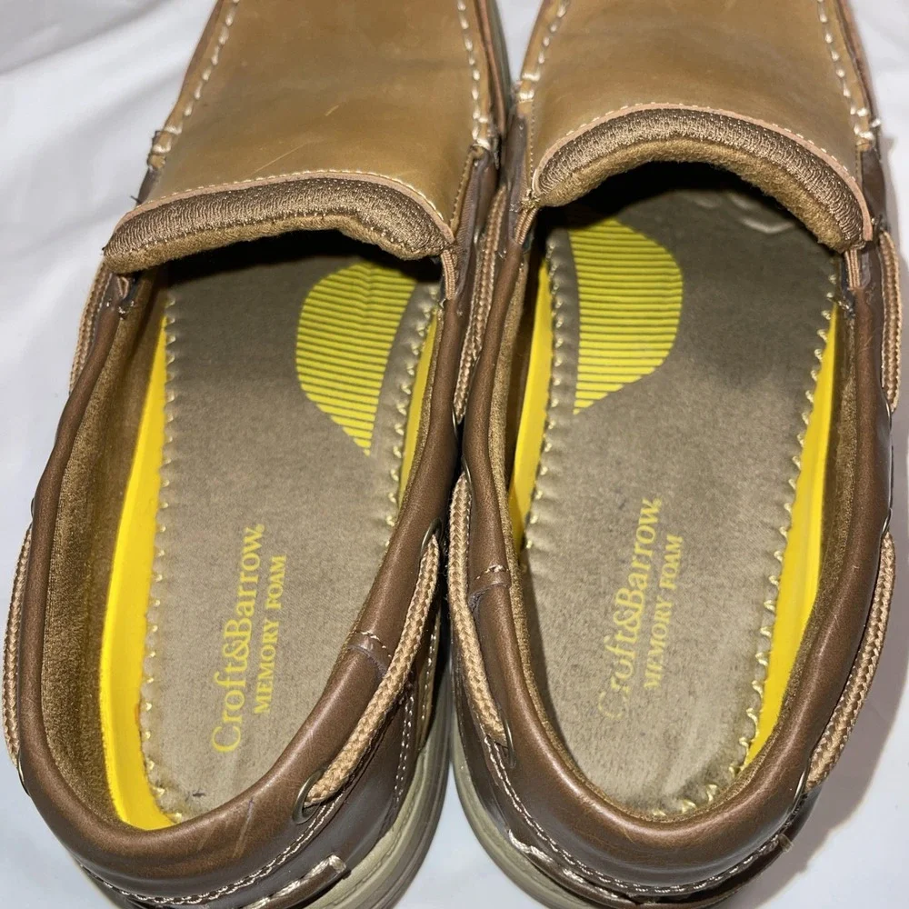 Croft & Barrow Coffee‎ Roast Leather Boat Shoes Moccasins Size 11 Acadamia Men's